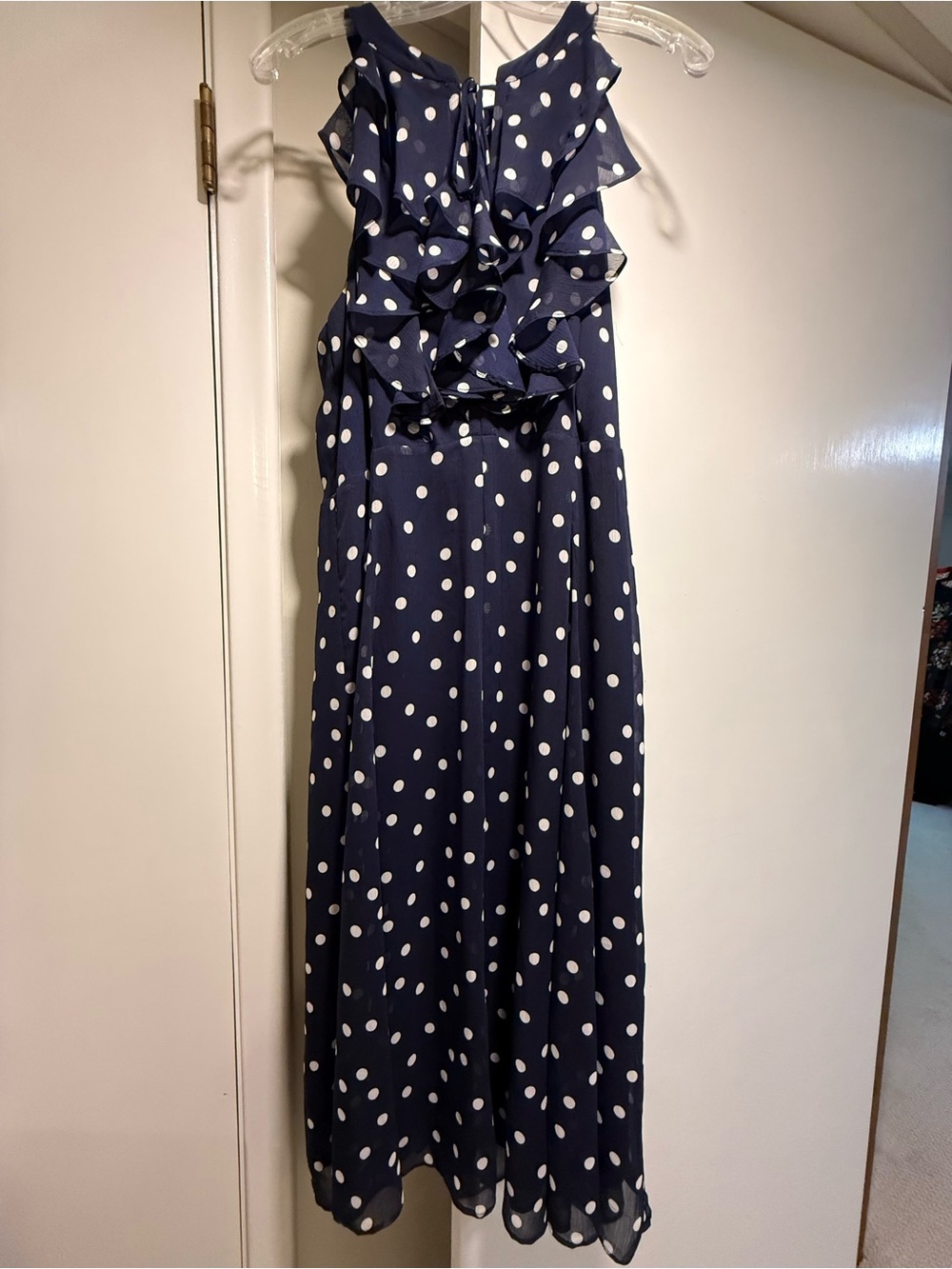 Tommy Hilfiger Navy Polka Dot Ruffle Maxi Dress for Women